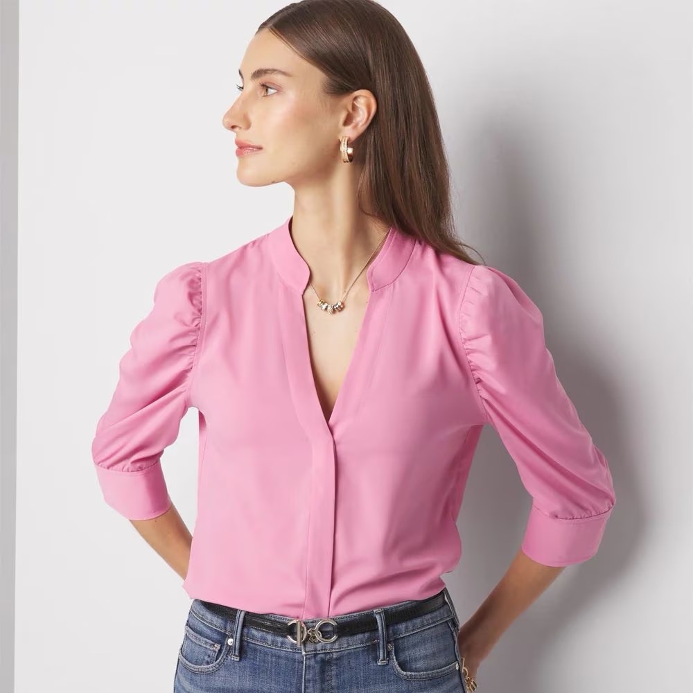 Ruched sleeve blouse, White House Black Market